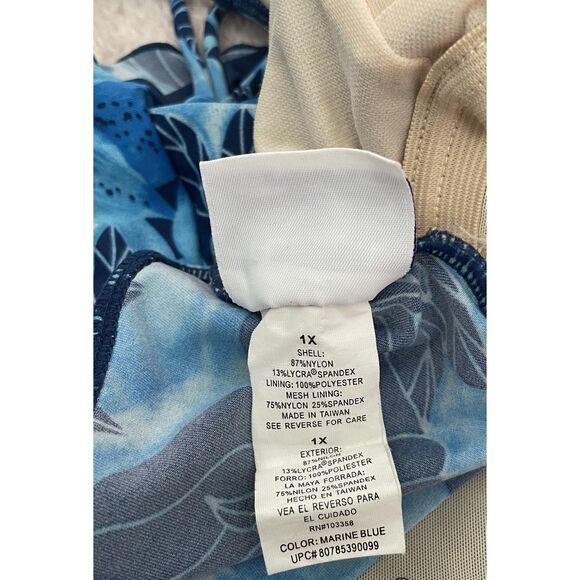 VTG Beach Cabana Slit Swim Dress One Piece Bathing Suit Floral Tropical Size 1X - Picture 5 of 5